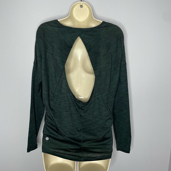 Lululemon Get Set Long Sleeve - Heathered Dark Emerald Black - Picture 6 of 8